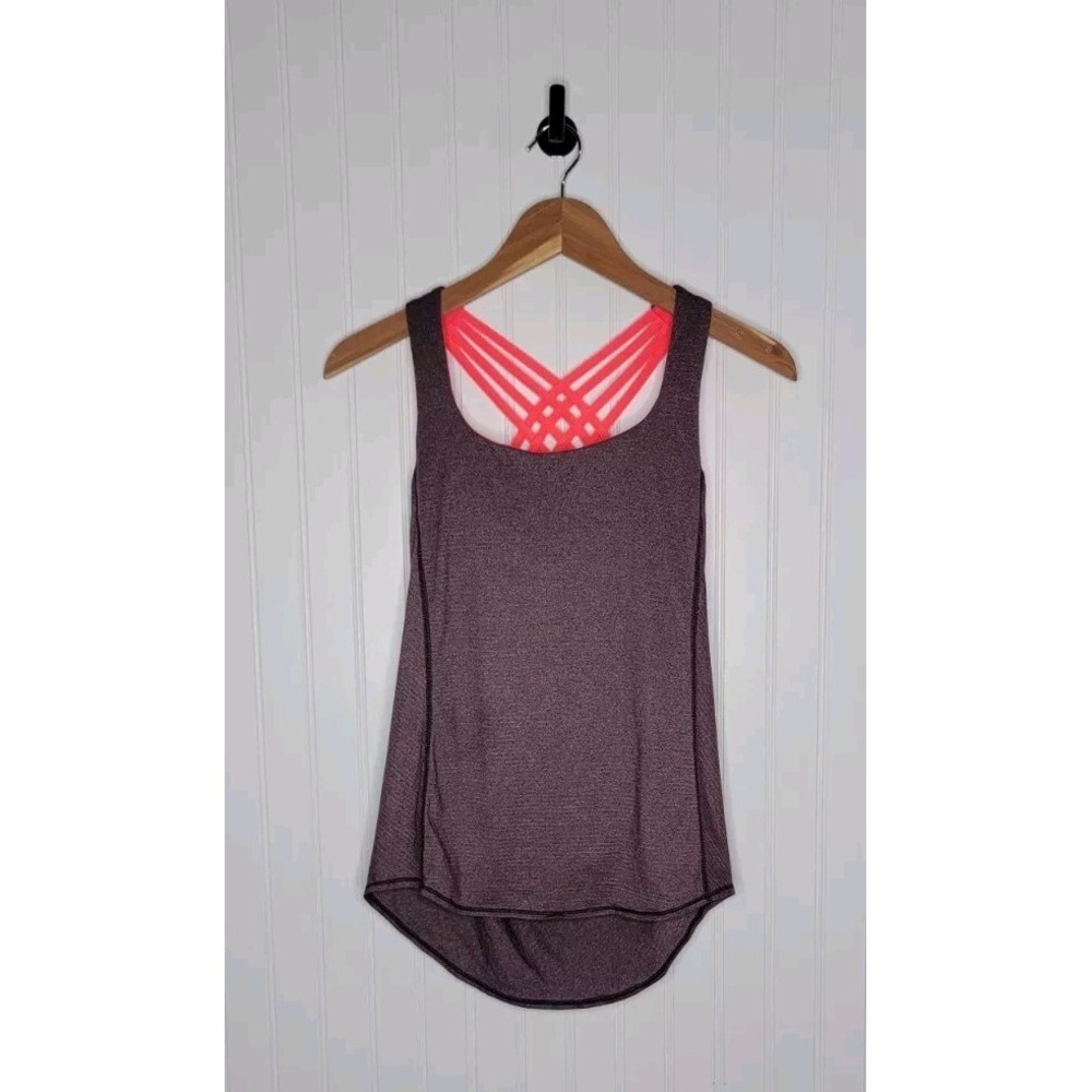 Lululemon Wild Tank 2 In 1 Women's Size 4 Built in Bra Heather Black Cherry